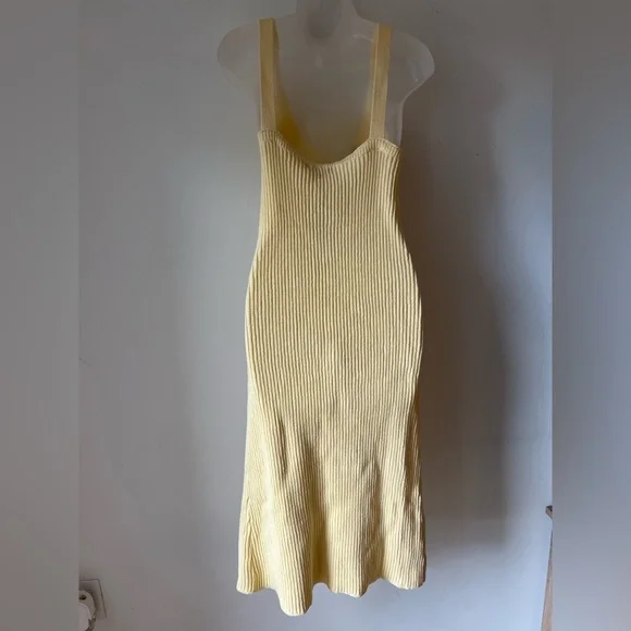 Lulus Yellow Ribbed Knit Midi Sweater Dress XS NWT - Picture 6 of 6